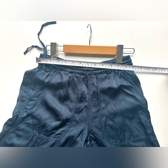 Club Monaco Belted Pull-On Pants wide legs satin blue xs - Picture 5 of 8